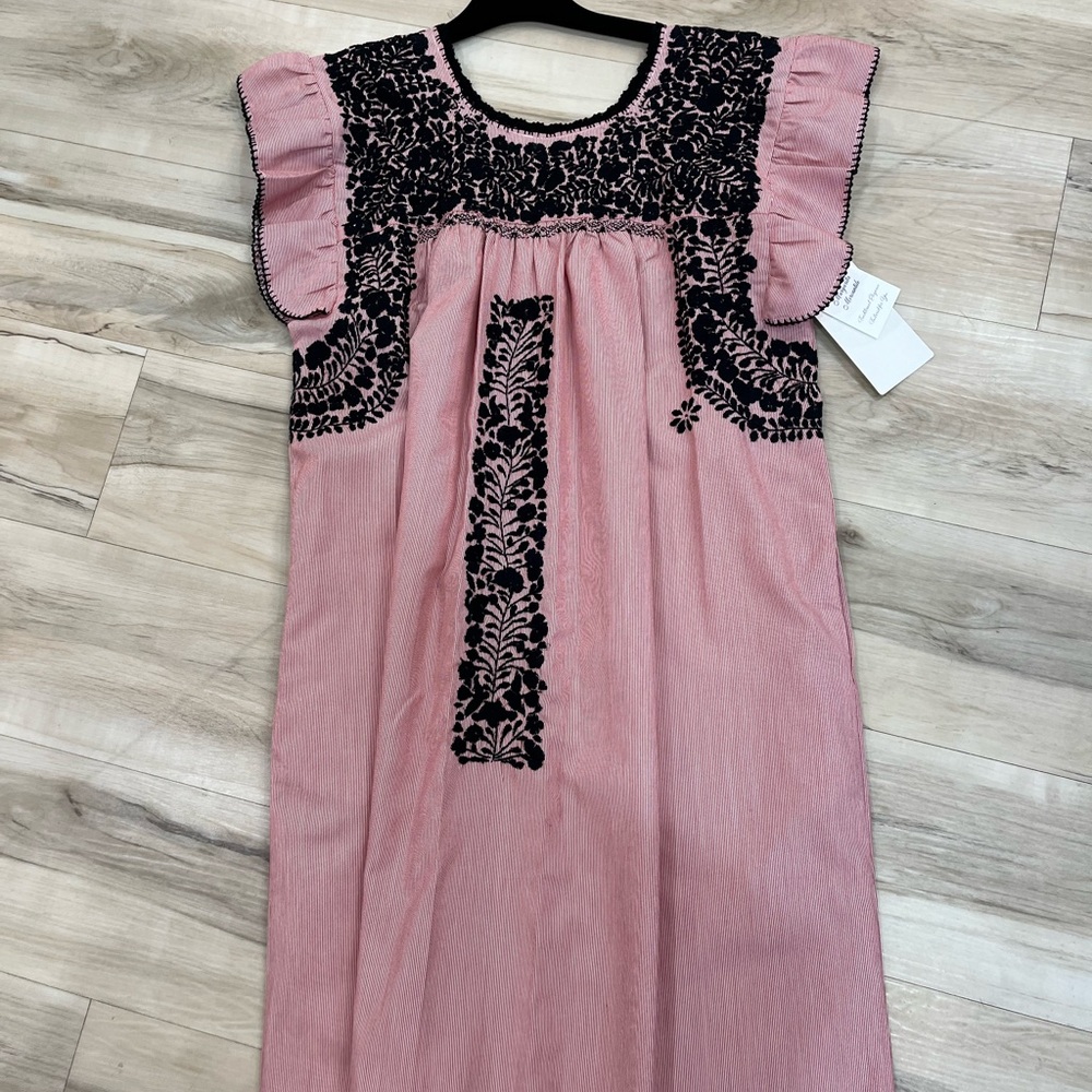 Margarita Mercantile Red Dress with Black Embroidery